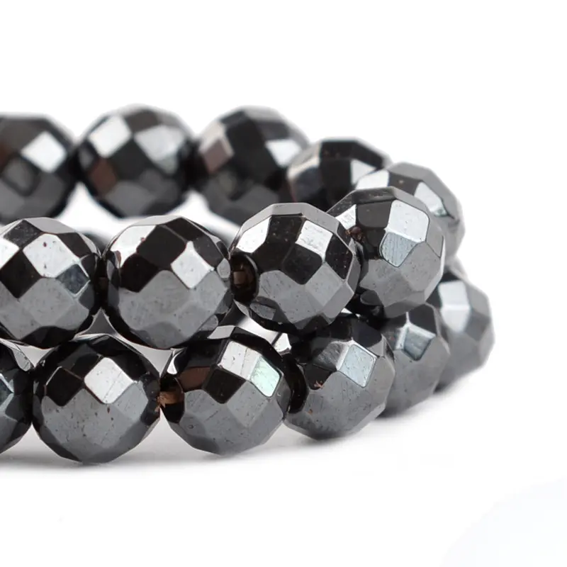 Aksesori Perhiasan batu buatan tangan DIY manik magnetit besi hitam Hematite grosir untuk membuat perhiasan