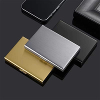 Dompet Kartu RFID Blocking Stainless Steel Minimalis Tipis Anti Maling Logam Bisnis Custom Logo Laser