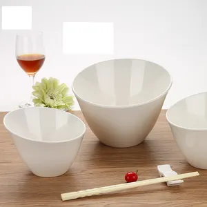 Salad Bowls,Melamine Serving Bowls For Pasta Elegant White Angled Bowls for Salad, Pasta, Soup, Rice, Prep, Ideal for Home