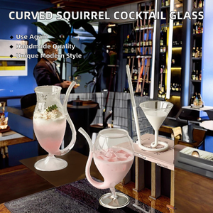 Cannucce Innovative Trasparenti con Beccuccio Curvo, Fatte a Mano, Riutilizzabili, per Vino e Cocktail, a Forma di Scoiattolo, Accessori da Bar Creativi per Bere con Divertimento - Product Image 2