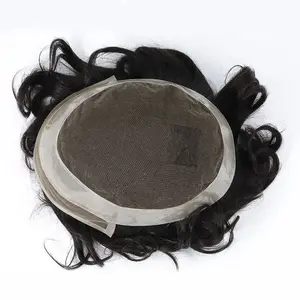 Men Forehead System Toupee Hollywood Lace 100% Human Hair Thin Skin PU Front Hairline Hair Patch For Men