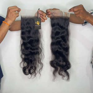 Transparent 6x6 HD dentelle fermeture perruques cheveux humains pré plumé 6x6 7x7 vague de corps cheveux raides temple brut Extensions de cheveux - Product Image 2