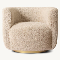 Fauteuil barillet moderne pour salon avec revêtement en peau de mouton, base métallique durable, design pivotant pour usage de loisirs dans les hôtels et appartements