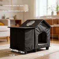 Coussin de lit pour chat pliable en tissu Oxford multicouche épais, imperméable et coupe-vent, abri pour chien, lit pour chat d'hiver