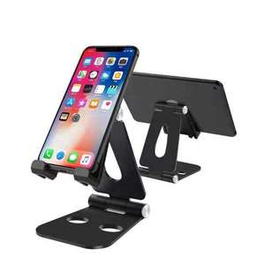 Adjustable <b>Table</b> Stand For Mobile Phone Plastic Mount Holder With <b>Foldable</b> Design Black Color - Product Image 1