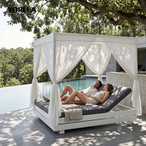 Mobilier d'extérieur pour <span class=keywords><strong>lit</strong></span> de plage d'hôtel personnalisé de luxe, rideau comprenant un cadre en aluminium, patio extérieur, canapés-lits de plage - Product Image 1