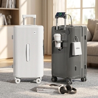 Maleta Rígida con Ruedas Giratorias para PC, 28 Pulgadas, 37 Litros, Gran Capacidad, Ligera, Ruedas Silenciosas, Puerto de Carga USB, Portavasos