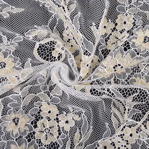 Novo design de renda em tecido de nylon turco para vestido de noiva cor personalizada