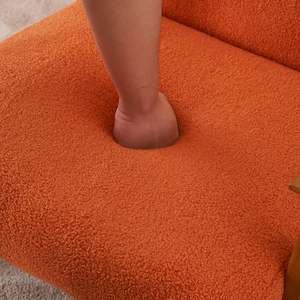 DB Home Armchair Burnt Orange Teddy Velvet Solid Wood Tufted <b>Backrest</b> Living Room Chair Simple Design Modern Leisure Furniture - Product Image 3