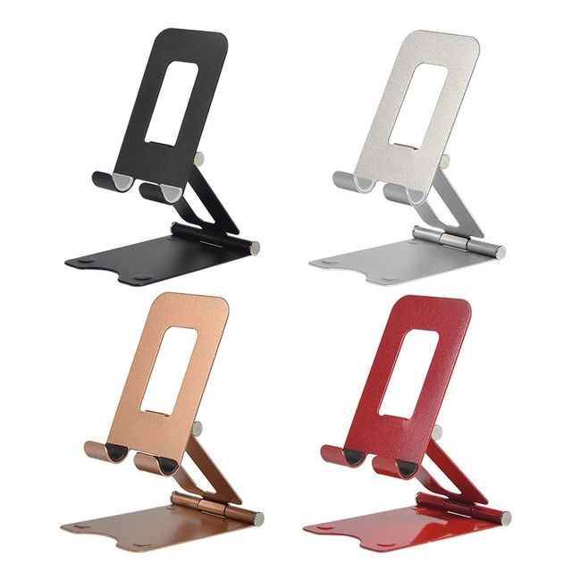 Aluminium Metal Universal Double Folding Desktop Mobile Phone Adjustable Stand Lazy Bracket