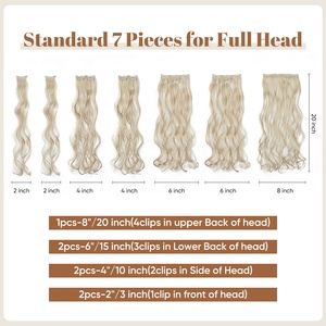SARLA 20 Zoll Großhandel Synthetische 7-teilige Ganzkopf-Wellenlocken-Haarverlängerungen Lange Nahtlose <span class=keywords><strong>Clip</strong></span>-in-Haarverlängerungen für Frauen - Product Image 6