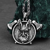 Pendentif Hache Double Viking Acier Titane Collier Homme Inoxydable Nordique Bijoux Gros Fournisseur Design Personnalisable