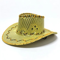 Chapeau de cowboy à paillettes, accessoire festif pour les célébrations de Pâques et de Noël, chapeau de cowboy lumineux à LED pour les spectacles et les fêtes