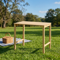 Table d'extérieur portable en bois – Table de patio légère à 4 pieds avec design pliable pour jardin, balcon et terrasse