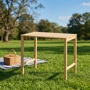 Table d'extérieur pliable polyvalente en bois – Table de patio à 4 pieds pour jardin, balcon, terrasse et espaces extérieurs - Product Image 6