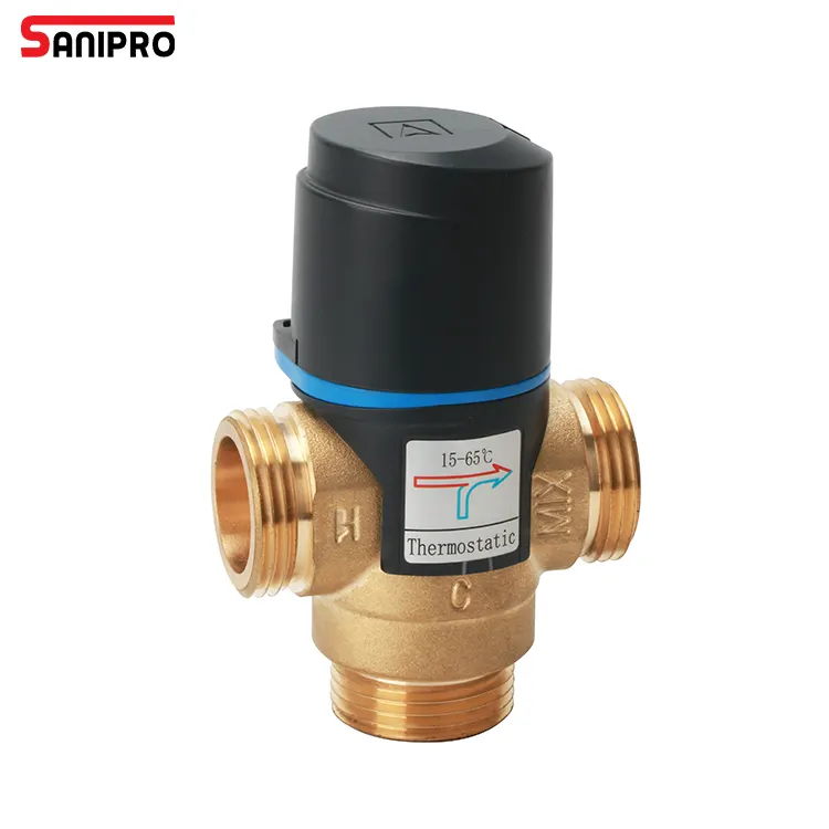 Válvula de chuveiro com termostato misto totalmente em cobre SANIPRO G1 para aquecedor solar de água Válvulas de mistura de temperatura constante