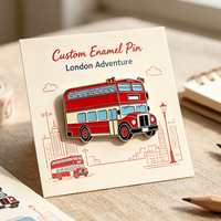 Pins en métal de haute qualité de la marque Pinstar, style vintage, bus rouge à deux étages de Londres, personnalisables avec LOGO, vierges, motif dessin animé pour
