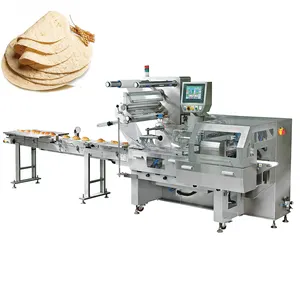 Automatic Plastic Bag Frozen Food Dumplings Pizza Pasty Toast Bread Tortilla Pillow Type Big Horizontal Packing Machine