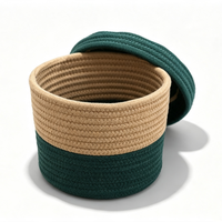 Panier de rangement élégant en corde de coton avec couvercle pour tous les articles – Organisateur polyvalent de qualité supérieure pour l'organisation de la maison