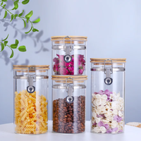 Bocaux en verre hermétiques avec couvercles en bambou et fermoirs, 500ml/750ml/1000ml, tailles personnalisables, en borosilicate de haute qualité, vente en gros