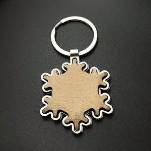 <b>Custom</b> Christmas Beech Wood Wholesale Wooden Wood Eco-Friendly Metal Key Chains Snowflake Shape Key Rings <b>Keychain</b> - Product Image 3