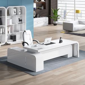 Escritorio Ejecutivo Ekintop 1600x1600x750mm Blanco Moderno para Oficina, para Gerente, Uso Individual - Product Image 2