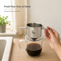 Filtre à café pliable en forme de cône, réutilisable, en acier inoxydable, avec bras réglables et pliables, pour le camping et la randonnée