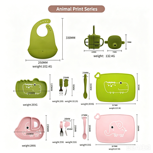 Ensemble d'assiettes pour bébé en silicone multicolores, sans BPA, avec fourchette <span class=keywords><strong>et</strong></span> cuillère - Product Image 4