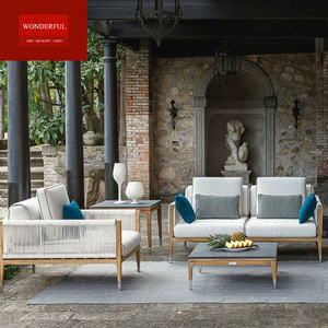 Muebles de Jardín Modernos de Madera, Nuevo Diseño, Sofá de Teca con Cuerdas para Patio, Sala de Estar u Hotel - Product Image 5