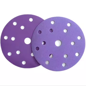 Bán buôn giấy nhám P240 màu tím gốm chà nhám đĩa móc và vòng lặp cho ô tô - Product Image 1