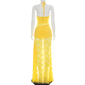 Vestido de Fiesta Viviblook D26DS201 para Mujer, Sexy, Sin Mangas, Color Sólido, con Encaje, Cuello Halter, Transparente - Product Image 3