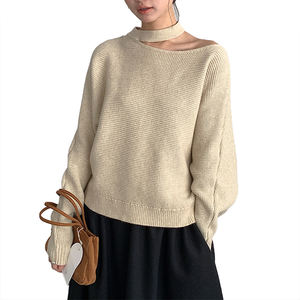 Suéter Halter con Escote Descubierto y Hombros Descubiertos para Mujer, Suéter de Punto de Manga Larga que Realza la Figura, Top Moderno para Mujer - Product Image 6