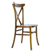 Chaise de salle à manger en rotin à dossier croisé en bois massif, empilable et faite à la main, pour mariages, maison, bureau et utilisation en extérieur - Construction en bois massif