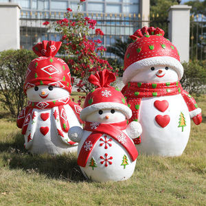 รูปปั้นสโนว์แมน FRP Xmas มาใหม่รูปปั้นพ่อคริสต์มาสบ้านถนนสาธารณะลานบ้านสวนสวนพื้นที่เชิงพาณิชย์รูปปั้น - Product Image 3