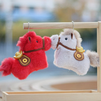 Porte-clés pendentif cheval rouge, mascotte de l'année du cheval 2026, pour cadeau de Nouvel An