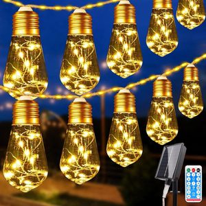 ไฟประดับพลังงานแสงอาทิตย์กลางแจ้ง เชือกป่าน 8 เมตร 160 LED กันน้ำ หลอดไฟกันแตก ไฟตกแต่งวันหยุด ไฟตกแต่งคริสต์มาส - Product Image 1