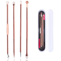 Kit d'aiguilles pour points noirs en or rose, pour le visage et les mains, extracteur d'acné, outil de suppression