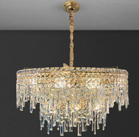 Lustre carré moderne en cristal K9, villa, salon, salle à manger, lampe suspendue longue, minimaliste, linéaire, pompon, éclairage de luxe