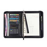 Logo-Geschenk für Kleinunternehmer: A5 Dokumenten-Organizer, Notizbuch, Planer, 6-Ring-Ordner, Portfolio mit Notizblock und Taschenrechner