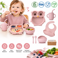 Ensemble de repas pour bébé en silicone personnalisé, vaisselle pour tout-petits, assiette, bol, bavoir, tasse, vaisselle réutilisable pour enfants, ensemble cadeau pour les repas
