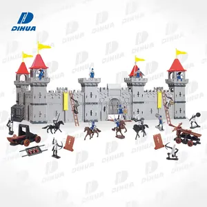 Fantasievolles Spiel Lernspiel zeug Plastik Kinder Mittelalter liches Schloss Soldat Ritter Action figuren Version A Silber/Schwarz