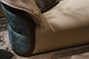Premium Modern Three Seat Genuine Leather <strong>Sofa</strong> with Plush Cushioning Embossed Backrest Design <strong>Wood</strong> <strong>Frame</strong> - Product Image 3
