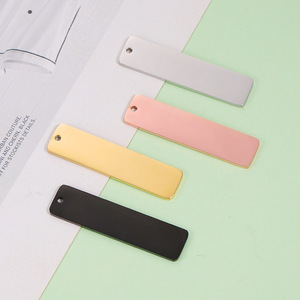 Dropshipping DIY láser/grabable 18K chapado en oro de acero inoxidable Barra rectangular joyería colgante collar bisel Ajuste de moda - Product Image 1