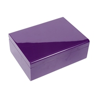 Boîte à bijoux en bois laqué piano avec doublure en velours violet, plusieurs compartiments, logo personnalisé, étui de rangement et de présentation de bijoux de luxe