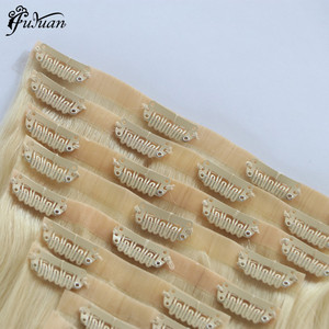 100% 人のレミークリップインヘアエクステンション二重描画最高品質シームレスPUスキンクリップイン生髪中国髪 - Product Image 3