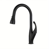 Robinet de cuisine monotrou en acier inoxydable noir, style minimaliste moderne, anti-éclaboussures, pour évier de lavage de légumes, modèle d'usine transfrontalière