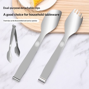 Detachable 304 Stainless Steel Knitchenware Double-Ended <strong>Serving</strong> Spoon Clip Multifunctional Food <strong>Tongs</strong> With Restaurant - Product Image 1