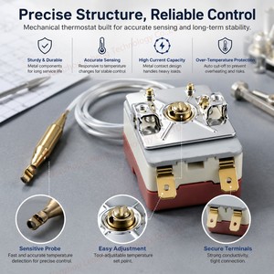 WHD-90E <span class=keywords><strong>เครื่อง</strong></span>ควบคุมอุณหภูมิเทอร์โมสตัท 0-90C สวิตช์ควบคุมอุณหภูมิแบบปรับได้ อุปกรณ์ครัว ตู้เก็บความร้อน - Product Image 1