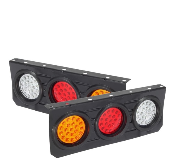 IP65 Waterproof 63 LED Rear Tail Lights Bar Kit New 4 Inch Round LED Iron Bracket Base 12V-30V for Trailers Parts Accessories