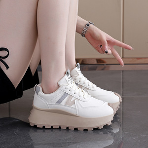 Zapatillas Deportivas Blancas de Malla para Mujer, con Cordones, Plataforma, Entresuela de EVA, Suela de Goma, Transpirables, con Logotipo Bordado, para Todas las Temporadas - Product Image 6